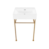 Swiss Madison Claire 24" Rectangle Zero Hole Console Sink with Brushed Gold Legs - SM-CS1902BG-0 Swiss Madison Claire 24" Rectangle Zero Hole Console Sink with Brushed Gold Legs - SM-CS1902BG-0