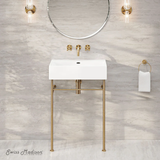 Swiss Madison Claire 24" Rectangle Zero Hole Console Sink with Brushed Gold Legs - SM-CS1902BG-0