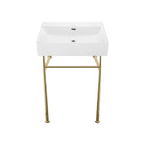 Swiss Madison Claire 24" Rectangle Zero Hole Console Sink with Glossy Gold Legs - SM-CS1902GD-0 Swiss Madison Claire 24" Rectangle Zero Hole Console Sink with Glossy Gold Legs - SM-CS1902GD-0