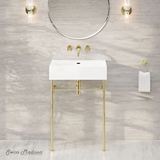 Swiss Madison Claire 24" Rectangle Zero Hole Console Sink with Glossy Gold Legs - SM-CS1902GD-0