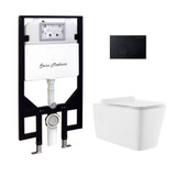 Swiss Madison Concorde Wall-Hung Toilet Bundle 0.8/1.6 GPF Dual Flush - Glossy White with Black Flush Plate - SM-WT0203GW