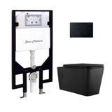 Swiss Madison Concorde Wall-Hung Toilet Bundle 0.8/1.6 GPF Dual Flush - Matte Black with Black Flush Plate - SM-WT0201MB