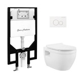 Swiss Madison Ivy Wall-Hung Toilet Bundle 0.8/1.6 GPF Dual Flush - Glossy White with White Flush Plate - SM-WT0901GW Swiss Madison Ivy Wall-Hung Toilet Bundle 0.8/1.6 GPF Dual Flush - Glossy White with White Flush Plate - SM-WT0901GW