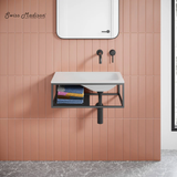 Swiss Madison Lisse 24" Rectangle Concrete Wall-Mount Bathroom Sink - Matte White with Matte Black Frame - SM-WSC112MW