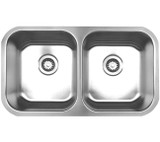 Whitehaus WHNEDB3118 31 3/8" Noah's Collection Double Bowl Undermount Kitchen Sink - Brushed Stainless Steel