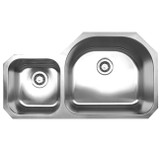 Whitehaus WHNDBU3721 37 7/8" Noah's Collection Double Bowl Undermount Kitchen Sink - Brushed Stainless Steel