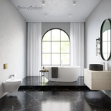 Swiss Madison Monaco Wall-Hung Toilet Bundle 0.8/1.6 GPF Dual Flush - Glossy White with Brass Flush Plate - SM-WT1002GW