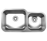 Whitehaus WHNDBU3318 33 1/2" Noah's Collection Double Bowl Undermount Kitchen Sink - Brushed Stainless Steel