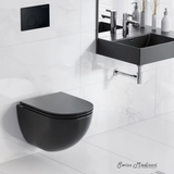 Swiss Madison St. Tropez Wall-Hung Toilet Bundle 0.8/1.6 GPF Dual Flush - Matte Black with Black Flush Plate - SM-WT0801MB