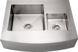 Whitehaus WHNCMDAP3629 36" Noah Commercial Double Bowl Arched Front Kitchen Apron Sink - Brushed Stainless Steel