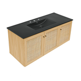 Swiss Madison Classe 48" Wall-Mounted Bathroom Vanity - Natural Oak with Black 3-Hole Widespread Sink Top - SM-BV2807NO-3WMB