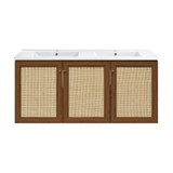 Swiss Madison Classe 48" Wall-Mounted Bathroom Vanity - Brown Oak with White Double Basin Sink Top - SM-BV2807BO-D