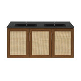 Swiss Madison Classe 48" Wall-Mounted Bathroom Vanity - Brown Oak with Black Double Basin Sink Top - SM-BV2807BO-DMB Swiss Madison Classe 48" Wall-Mounted Bathroom Vanity - Brown Oak with Black Double Basin Sink Top - SM-BV2807BO-DMB