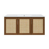 Swiss Madison Classe 48" Wall-Mounted Bathroom Vanity - Brown Oak with White 3-Hole Widespread Sink Top - SM-BV2807BO-3W