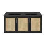 Swiss Madison Classe 48" Wall-Mounted Bathroom Vanity - Black Oak with Black 3-Hole Widespread Double Basin Sink Top - SM-BV2807AO-D3WMB