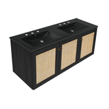 Swiss Madison Classe 48" Wall-Mounted Bathroom Vanity - Black Oak with Black 3-Hole Widespread Double Basin Sink Top - SM-BV2807AO-D3WMB