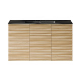 Swiss Madison Cascade 36" Wall-Mounted Bathroom Vanity - Natural Oak with Black 3-Hole Widespread Sink Top - SM-BV8602NO-3WMB