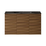 Swiss Madison Cascade 36" Wall-Mounted Bathroom Vanity - Brown Oak with Black Sink Top - SM-BV8602BO-MB