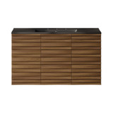 Swiss Madison Cascade 36" Wall-Mounted Bathroom Vanity - Brown Oak with Black 3-Hole Widespread Sink Top - SM-BV8602BO-3WMB