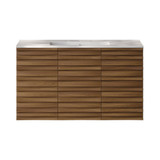 Swiss Madison Cascade 36" Wall-Mounted Bathroom Vanity - Brown Oak with White 3-Hole Widespread Sink Top - SM-BV8602BO-3W