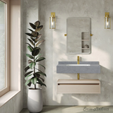Swiss Madison Avancer 36" Wall-Mounted Bathroom Vanity - White Oak with Charcoal Grey Sink Top - SM-BV4906WO