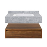 Swiss Madison Avancer 36" Wall-Mounted Bathroom Vanity - Brown Oak with Storm Grey Sink Top - SM-BV4905BO