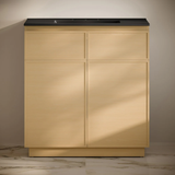 Swiss Madison St. Tropez 36" Freestanding Bathroom Vanity - Natural Oak with Black 3-Hole Widespread Sink Top - SM-BV0802NO-3WMB