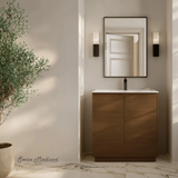 Swiss Madison St. Tropez 36" Freestanding Bathroom Vanity - Brown Oak with White Sink Top - SM-BV0802BO