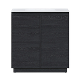 Swiss Madison St. Tropez 36" Freestanding Bathroom Vanity - Black Oak with White 3-Hole Widespread Sink Top - SM-BV0802AO-3W