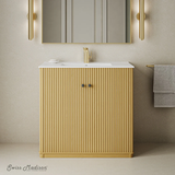 Swiss Madison Lafayette 36" Freestanding Bathroom Vanity - Natural Oak with White Sink Top - SM-BV8001NO