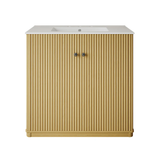 Swiss Madison Lafayette 36" Freestanding Bathroom Vanity - Natural Oak with White 3-Hole Widespread Sink Top - SM-BV8001NO-3W