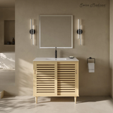 Swiss Madison Delice 36" Freestanding Bathroom Vanity - Natural Oak with White Sink Top - SM-BV1201NO