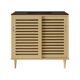 Swiss Madison Delice 36" Freestanding Bathroom Vanity - Natural Oak with Black 3-Hole Widespread Sink Top - SM-BV1201NO-3WMB
