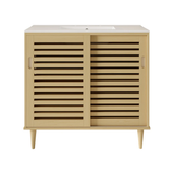 Swiss Madison Delice 36" Freestanding Bathroom Vanity - Natural Oak with White 3-Hole Widespread Sink Top - SM-BV1201NO-3W