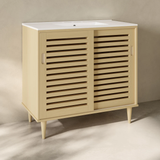 Swiss Madison Delice 36" Freestanding Bathroom Vanity - Natural Oak with White 3-Hole Widespread Sink Top - SM-BV1201NO-3W