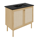 Swiss Madison Classe 36" Freestanding Bathroom Vanity - Natural Oak with Black 3-Hole Widespread Sink Top - SM-BV663NO-3MB