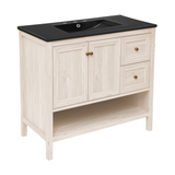 Swiss Madison Chateau 36" Freestanding Bathroom Vanity - White Oak with Black 3-Hole Widespread Sink Top - SM-BV0602WO-3WMB