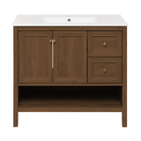 Swiss Madison Chateau 36" Freestanding Bathroom Vanity - Brown Oak with White Sink Top - SM-BV0602BO