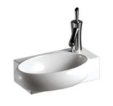 Whitehaus WHKN1136 16 7/8" Isabella Rectangular Wall Mount  Bathroom Sink With Integrated Oval Bowl & Right Offset Single Faucet Hole - White