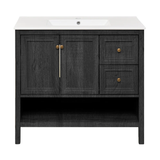 Swiss Madison Chateau 36" Freestanding Bathroom Vanity - Black Oak with White Sink Top - SM-BV0602AO