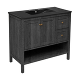 Swiss Madison Chateau 36" Freestanding Bathroom Vanity - Black Oak with Black 3-Hole Widespread Sink Top - SM-BV0602AO-3WMB