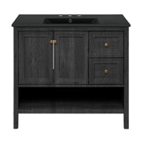 Swiss Madison Chateau 36" Freestanding Bathroom Vanity - Black Oak with Black 3-Hole Widespread Sink Top - SM-BV0602AO-3WMB