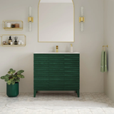 Swiss Madison Cascade 36" Freestanding Bathroom Vanity - Green Oak with White Sink Top - SM-BV471GA