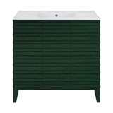 Swiss Madison Cascade 36" Freestanding Bathroom Vanity - Green Oak with White Sink Top - SM-BV471GA