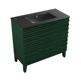 Swiss Madison Cascade 36" Freestanding Bathroom Vanity - Green Oak with Black Sink Top - SM-BV471GA-MB