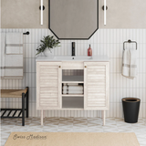 Swiss Madison Bron 36" Freestanding Bathroom Vanity - White Oak with White Sink Top - SM-BV6202WO Swiss Madison Bron 36" Freestanding Bathroom Vanity - White Oak with White Sink Top - SM-BV6202WO