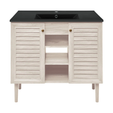 Swiss Madison Bron 36" Freestanding Bathroom Vanity - White Oak with Black Sink Top - SM-BV6202WO-MB
