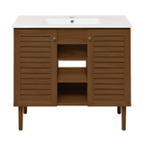 Swiss Madison Bron 36" Freestanding Bathroom Vanity - Brown Oak with White Sink Top - SM-BV6202BO
