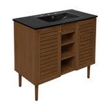 Swiss Madison Bron 36" Freestanding Bathroom Vanity - Brown Oak with Black 3-Hole Widespread Sink Top - SM-BV6202BO-3WMB Swiss Madison Bron 36" Freestanding Bathroom Vanity - Brown Oak with Black 3-Hole Widespread Sink Top - SM-BV6202BO-3WMB