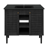Swiss Madison Bron 36" Freestanding Bathroom Vanity - Black Oak with Black Sink Top - SM-BV6202AO-MB Swiss Madison Bron 36" Freestanding Bathroom Vanity - Black Oak with Black Sink Top - SM-BV6202AO-MB